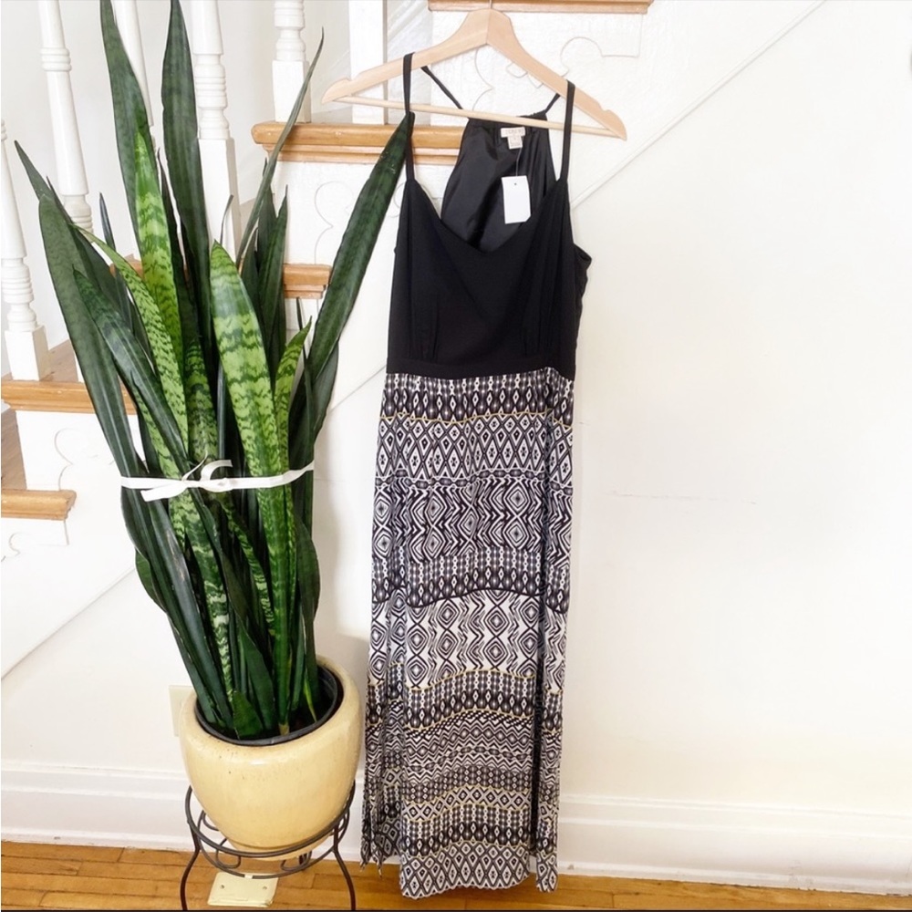 NWT J Crew Black Maxi w/ Printed Skirt